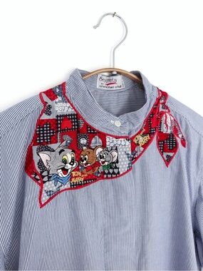 VINTAGE 90s Segreta by Emmanuel Schvili Tom & Jerry Embroidered Shirt - Medium